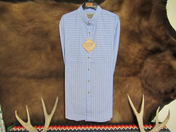 Blue Striped Men's Old West Placket Shirt-CM549-FC1F